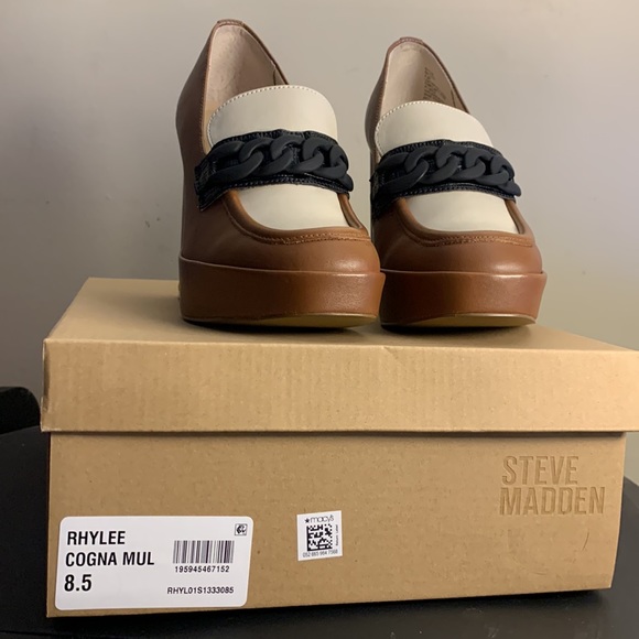 Cognac Blend Heeled Loafers sz 8.5 - Picture 5 of 17